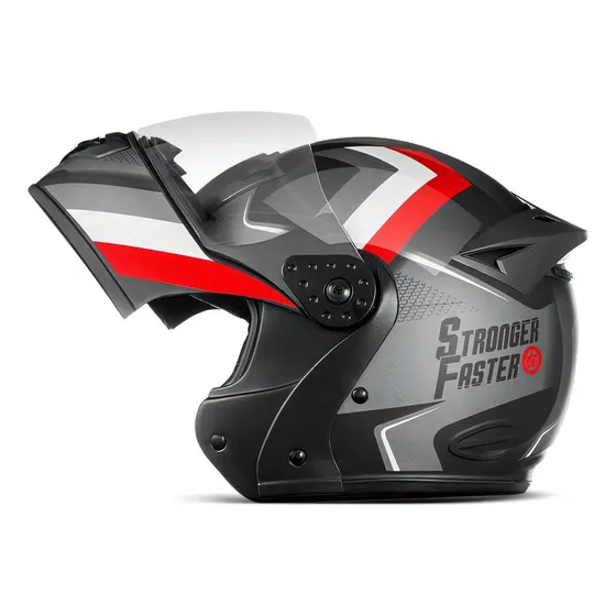 Capacete Robocop Stronger Faster Gladiator Etceter Fosco Cor Cinza/Vermelho Tamanho do capacete 60