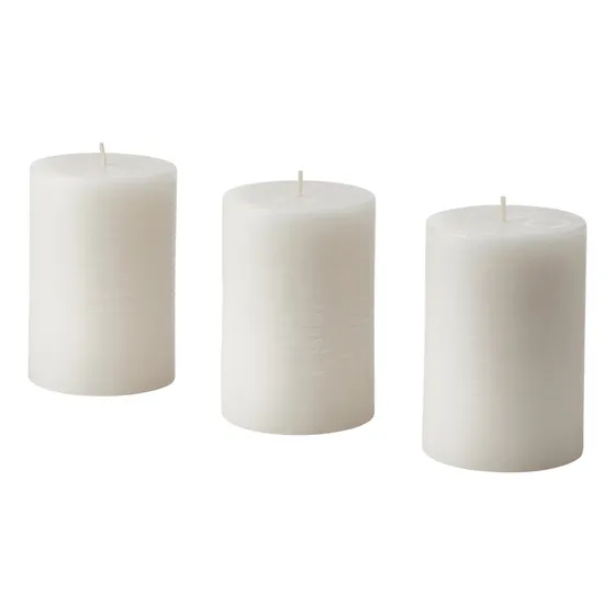 Vela Aromática Blanca Grande Decorativa 30 Horas, 3 Unidades