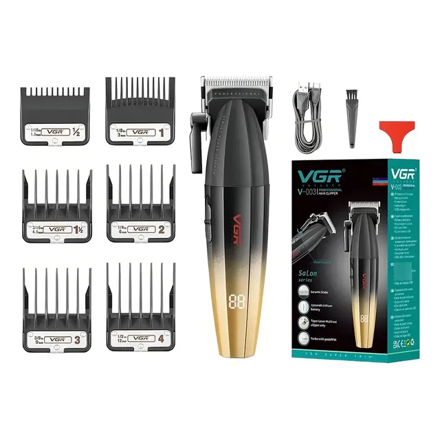 Maquina de corte de pelo inalámbrica VGR 003 negro y dorado