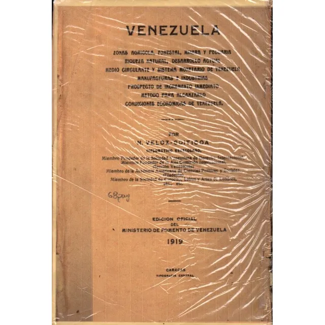 Venezuela 1919 Ministro Nicolas Veloz Goiticoa Peru Bolivia