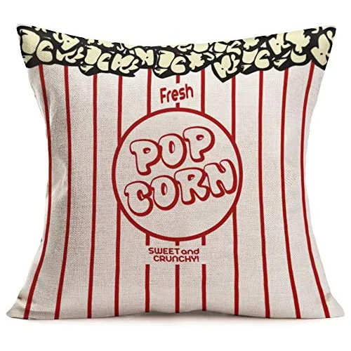Movie Theater Time Throw Pillow Covers Cotton Linen Pop...