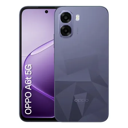 Smartphone Oppo A6t 5g 256gb, 24gb Ram (8gb + 16gb Virtual Ram), Bateria gigante de 6500 mAh, AI Câmera 50MP, Tela 120Hz, NFC, IP64 - Violeta