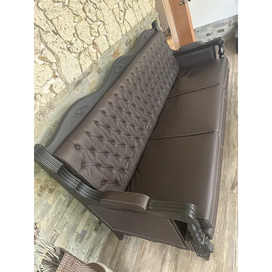 Juego De Muebles Palermo Cuero Capitoneado Clasicos