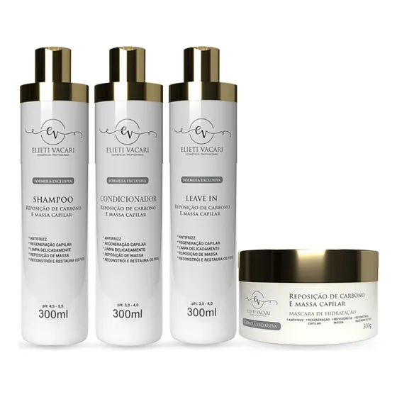 Kit Reposição De Carbono E Massa Capilar 300ml - 4 Ítens 