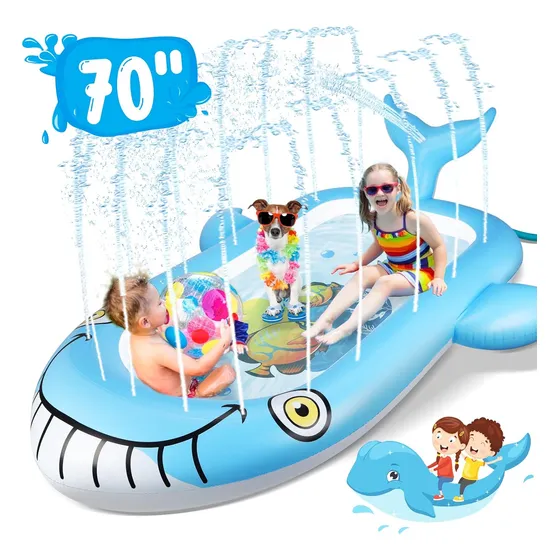 Piscina Inflable Ballena De 1.78m Con Rociadores, Para Niños