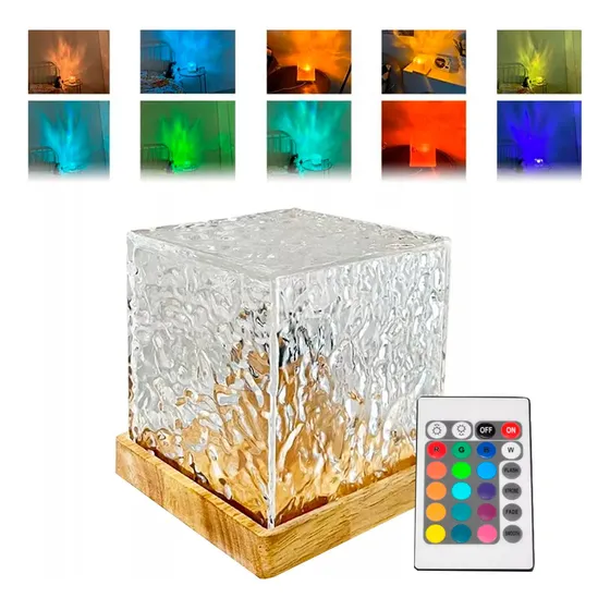 Velador Luz Lampara Aurora Boreal Oceano Yoga C/ Control Usb