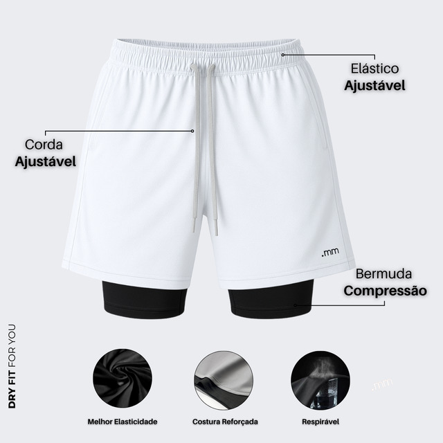 Bermuda Dupla Masculina Compreensão 2 Em 1 Short Esporte Bermuda Dupla Masculina Compreensão 2 Em 1 Short Esporte