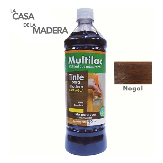 Tinta Para Madera Color Nogal Multilac Base Agua 1 Litro