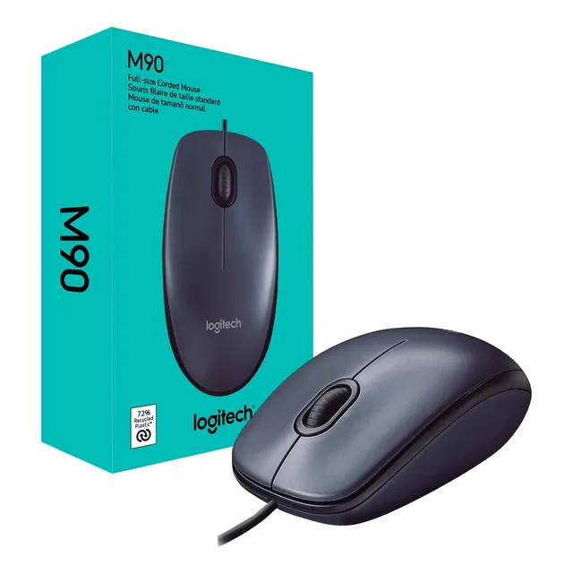 Mouse Logitech M90 Óptico Preto Usb Com Fio Original C/ Nfe