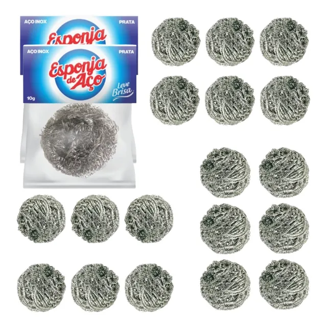 Kit 20 Esponja Aço Inox Limpeza Multiuso Durável Panelas