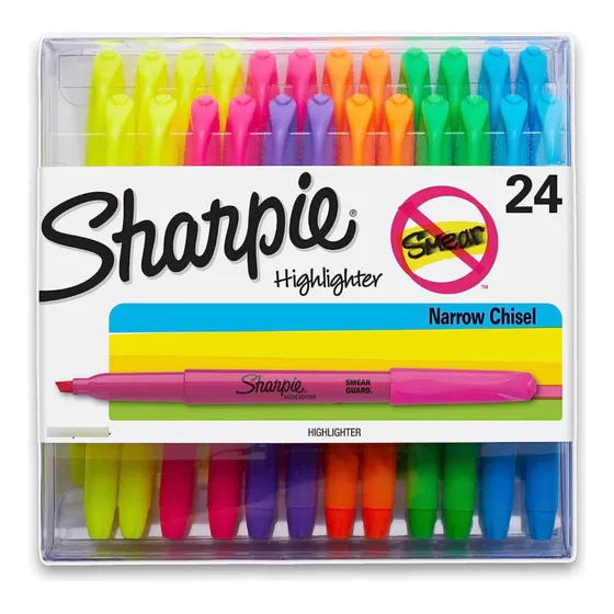 24 Resaltadores Sharpie Punta Biselada Anti Manchones