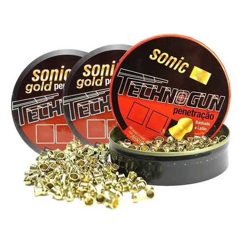 Kit 3 Latas Chumbinho Technogun Sonic Gold 5.5mm - 375und