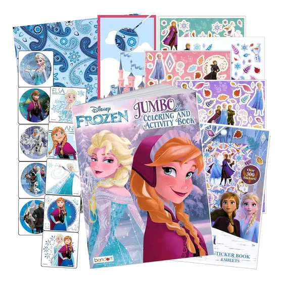 Conjunto Disney Frozen - Libro De 80 Páginas Y Pegatinas 3d