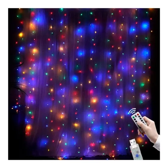 Serie De Luces Led Cortina De Luz Led Cascada 200 Led Decora