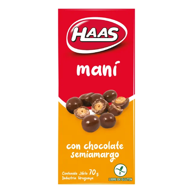 Maní Con Chocolate Semi Amargo Haas 70 Grs
