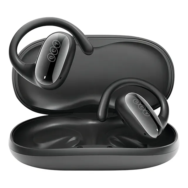 Audífonos Inalámbricos Qcy Crossky Gtr2 Open Ear Deportivos, Bluetooth 5.4, Bass Boost, 28 Horas De batería, Ipx5 Impermeable, Conexión Multipunto, color Negro