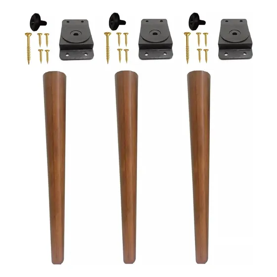Kit 3 Pé Palito 80cm Maderia Pinus + Chapa Pvc + Parafuso Cor Amêndoa Marrom Claro