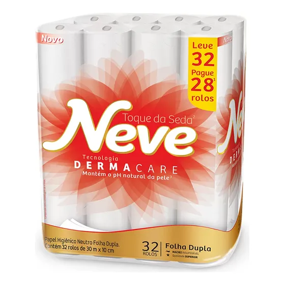 Papel Higienico Neve Folha Dupla Fardo Com 32 Rolos De 30m