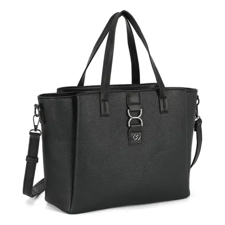 Bolsa Tote Feminina Alça Gash Estilo Pu Bs72959gash Preto Lisa Metal