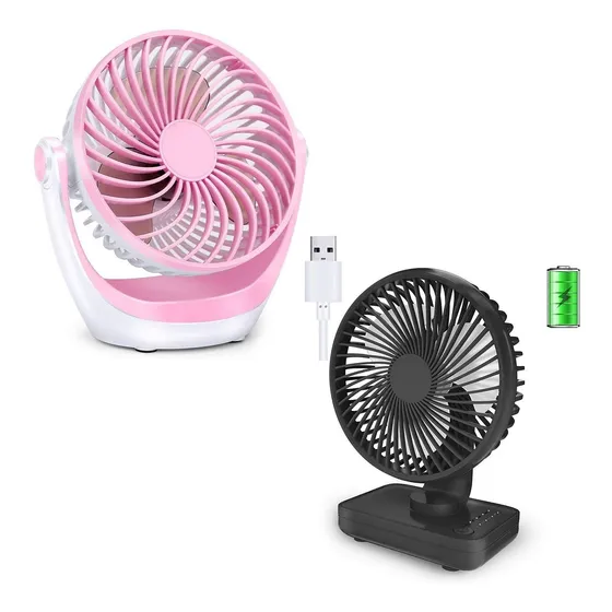 Ventilador Usb Bateria Recargable Para Oficina Casa Rosa