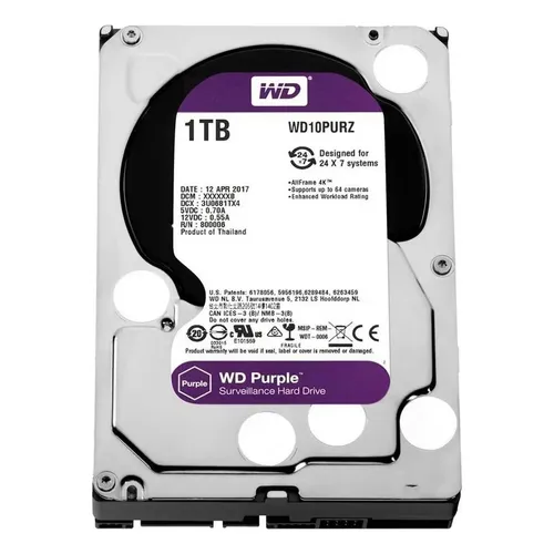Hd Dvr Segurança Wd Purple 2tb Sata 6gb/s 5400 Rpm Cor Cinza