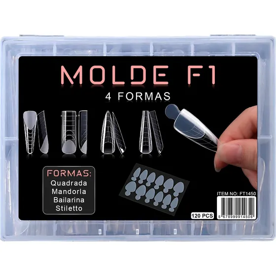 Molde F1 Quadrado Unhas De Gel, 120 Unidades 4 Formas