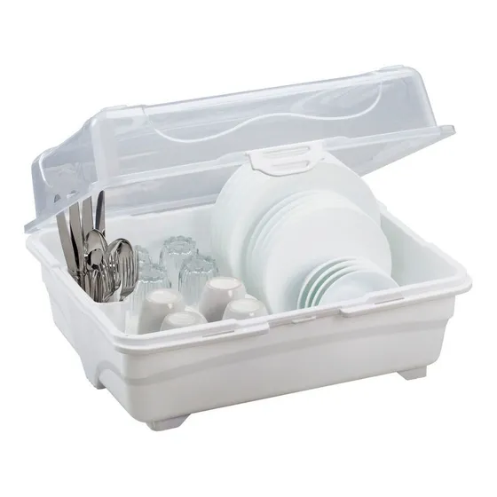 Escurridor De Platos 48lt Con Tapa Blanco Resistente. Rimax
