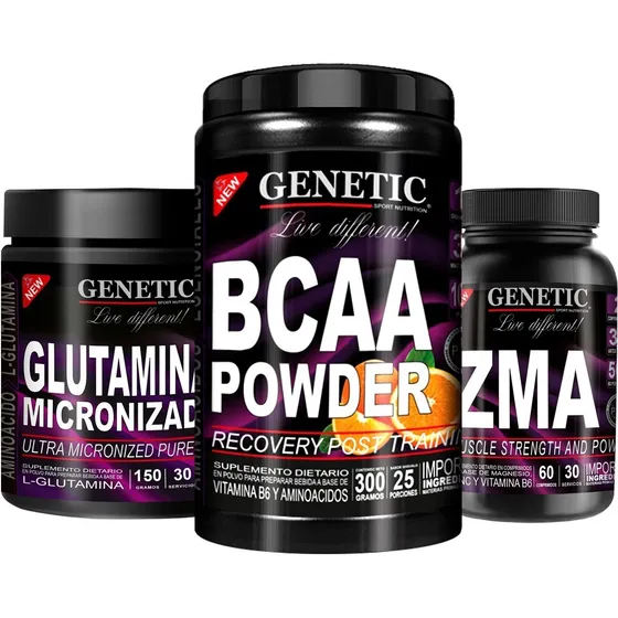 Energía Fuerza Prohormonal Bcaa Powder Zma Glutamina Genetic