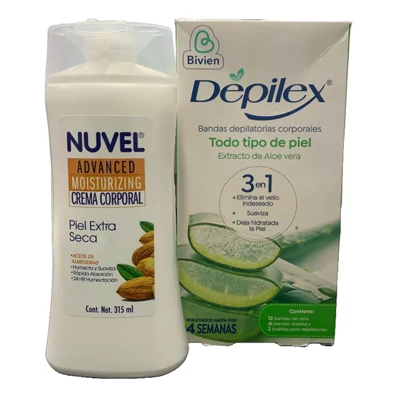 Kit De Crema Corporal Nuvel Con Banda Depilatoria Depilex