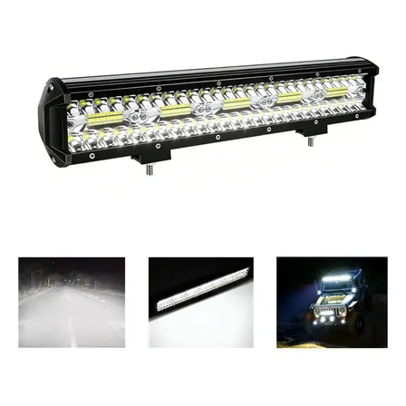Farol Milha Barra Led 300w Caminhão Trator Trator 12v 24v 8d Preto