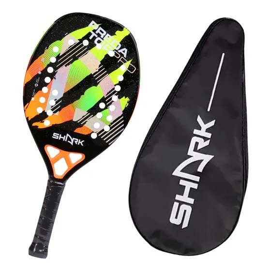 Raquete De Beach Tennis Shark Predator 2025 - 22mm + Capa Cor Preto