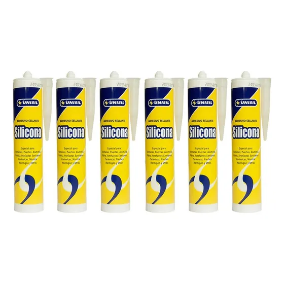 Silicona Acética Transparente 280ml. Unisil X 6 Unidades