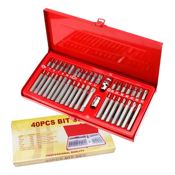 Set Kit Juego Puntas Corto Largo Torx Allen Imbus 40 Piezas Color Rojo | Cuotas sin interés