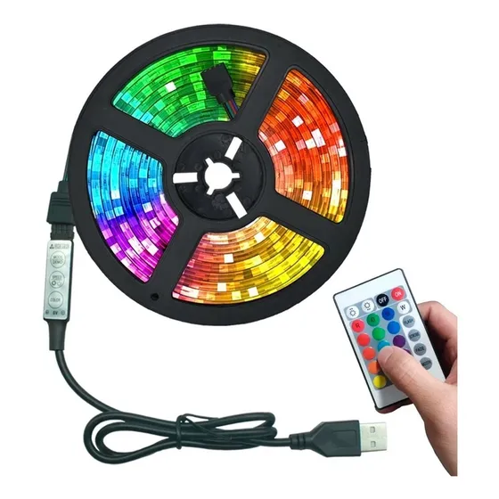 Fita Led Rgb 5050 5m A Prova D Água + Fonte Alimentação