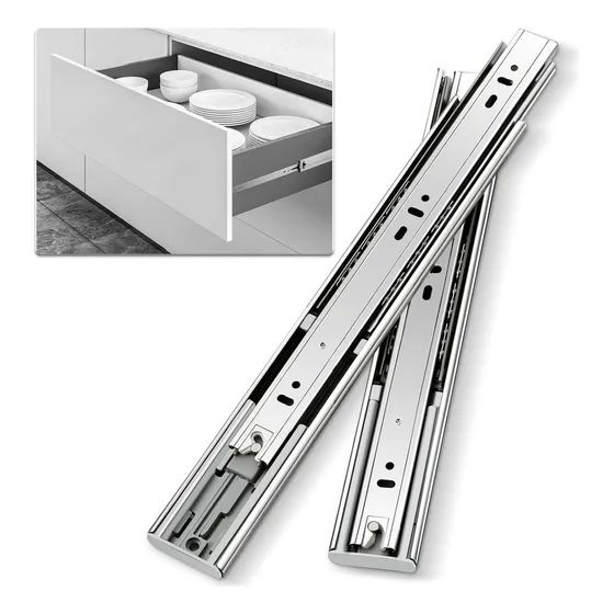 Corredera Riel Extensión Cierre Suave 2 Piezas Reforzada 30cm Plateado Sauda Go