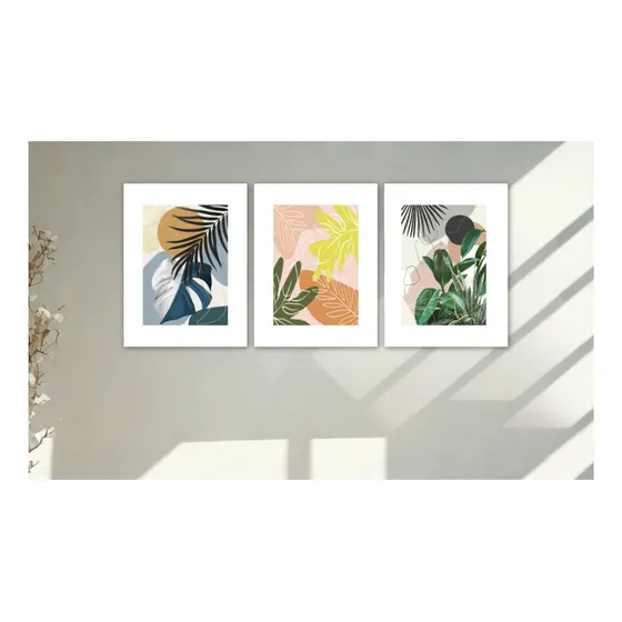 Cuadros Decorativos Trípticos Slim Hojas En Movimiento