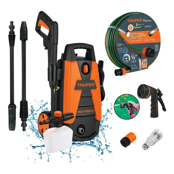  Hidrolavadora 1500psi+ Manguera 20m+pistola De Riego Truper