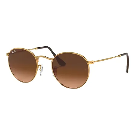 Anteojos de sol Ray-Ban Round RB3447L talle Standard armazón polished bronze-copper y lente brown/pink