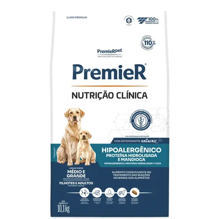 Ração Premier Hipoalergênica Cães Médios/Grandes Sabor Mandioca 10.1 kg