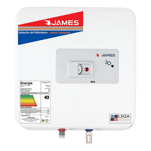 Termotanque Eléctrico James Prisma Acero 30 Litros Blanco 220v