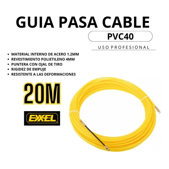 Guia Pasacable 20mt Pvc