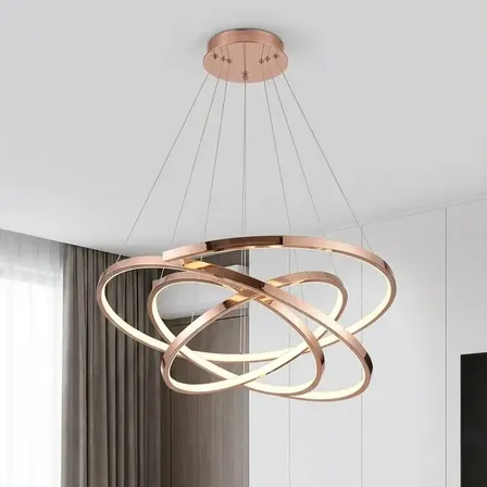 Lustre Led Pendente Pé Direito Duplo 5 Arcos Rosé 127/220v 127/220v Rose