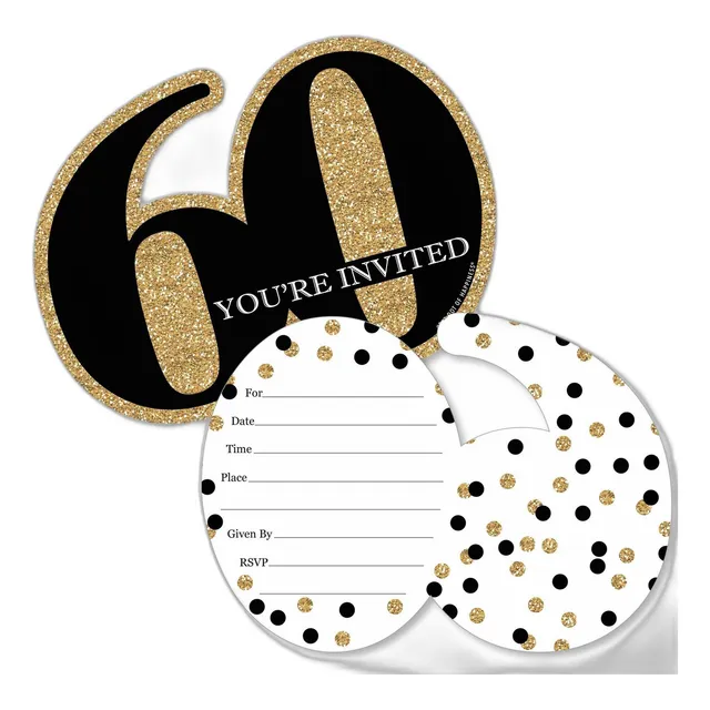 Adulto 60 Cumpleaños Con Forma De  Oro  Llenar Invitaciones 