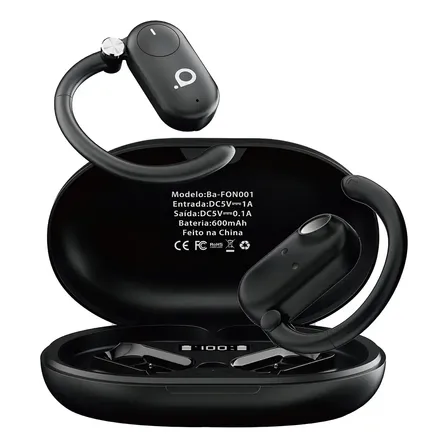 Fone De Ouvido Sem Fio, Bluetooth 5.4, Ows Esportivo, Estéreo Hi-fi, Enc(chamada Hd Bluetooth), Bateria De 30 Horas De Duração, 100h Standby, Tws Corrida Ciclismo, Basike Ba-fon001, Cor Preto
