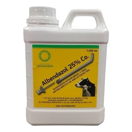 Albendazol 25% 500ml, Desparasitante Veterinario