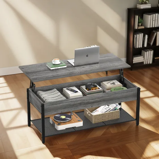 Homieasy Mesa Auxiliar Elevable Con Estante De
