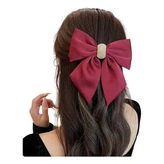 Laço De Cabelo Vermelho Presilha Strass Cetim Laço De Cabelo Vermelho Presilha Strass Cetim