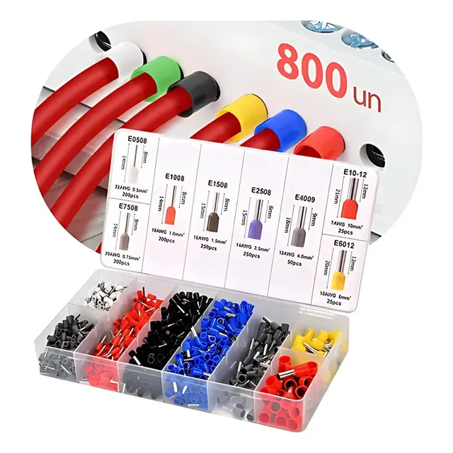 Kit Terminais Tubulares Ilhós 0.5mm Até 10mm 800 Pcs