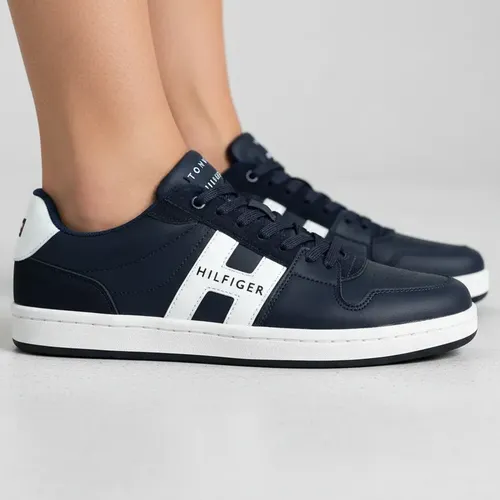 Tenis Tommy Hilfilger H Low Cut Casual Original + Nf Azul/branco Liso 41 Br