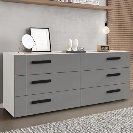 Cômoda 6 Gavetas Lisboa 150cm Cinza